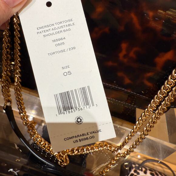 Best Price‼️Tory Burch Emerson Adjustable Shoulder Bag 165964 Tortoise $598 - Picture 16 of 16